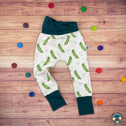 Pantalon évolutif petits pois bio   1/3ans - Koko l’haricot